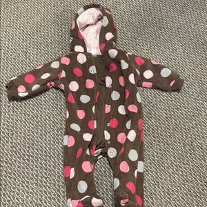 Carter's Brown and Pink Footies with Polka Dots